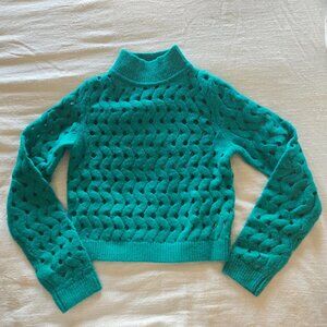 🌸NWOT Massimo Dutti Teal Openwork Wool blend Sweater S